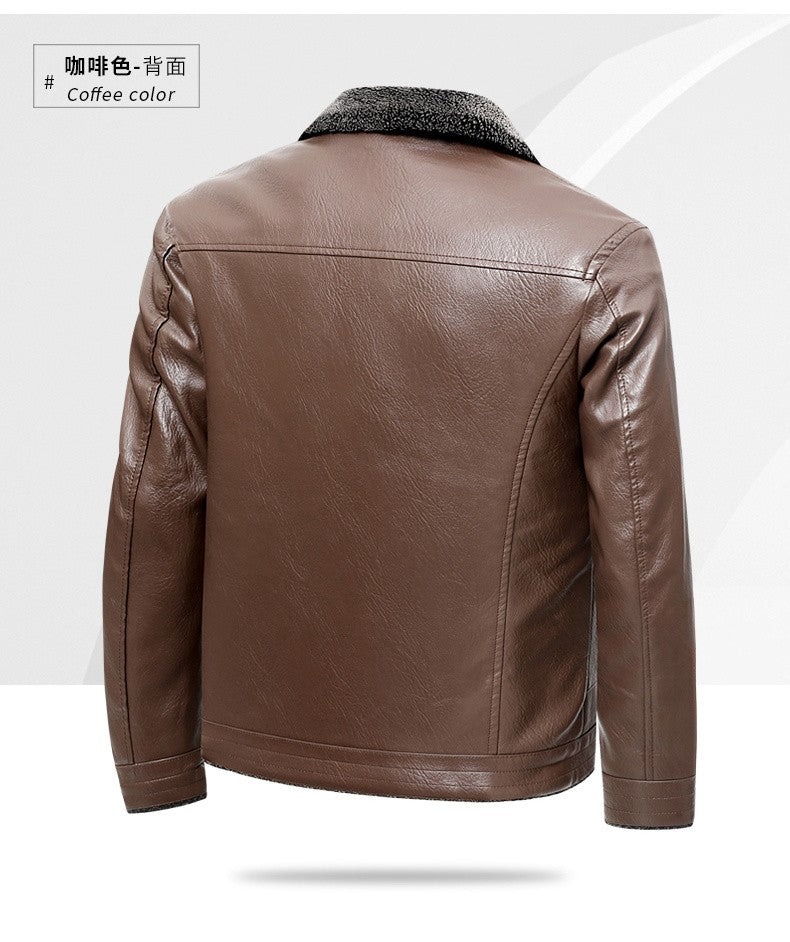 2025 veluokldly Leather Jacket Man Winter Motocross Windproof Warm PU Leather Coat chaqueta Male Trendy Motorcycle Fleece Coats