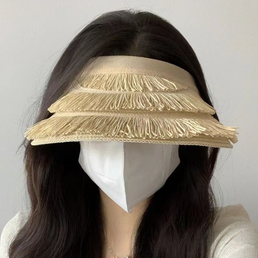 Fashion Designer Tassel Straw Hats Empty Top Summer Empty Top Sun Hat Beach UV Protection Sunshade Cap for Women