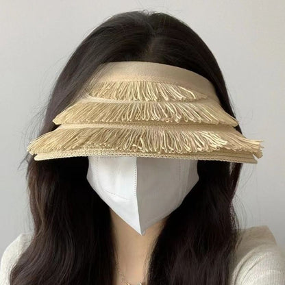Fashion Designer Tassel Straw Hats Empty Top Summer Empty Top Sun Hat Beach UV Protection Sunshade Cap for Women