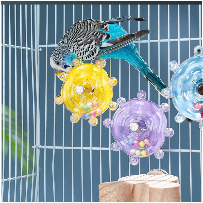 Roda Papagaio Brinquedo Interativo para Papagaio Plataforma Giratória para Pássaros Brinquedos para Pendurar Bola Sonora Brinquedos Suporte para Brincadeiras Acessórios para Gaiolas Suprimentos para Animais de Estimação Pássaro