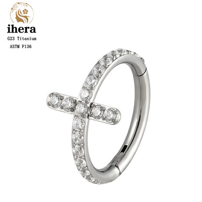 G23 Titânio Anel de Nariz Clicker Orelha Cartilagem Tragus Hélix Daith Brincos Redondos Argolas Zircônia Cúbica 16G Segmento Articulado Joia de Piercing Corporal