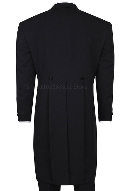 Solid Color Formal Tailcoat Men Suits Slim Fit Wedding Tuxedo Italian Style Custom 3 Piece Prom Dinner Jacket With Vest Pants