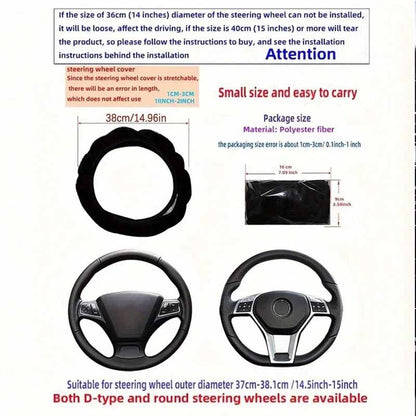 Plush Warm Winter Car Steering Wheel Cover, Universal Fluffy Warm Winter Steering Wheel Protector, Elastic Anti-Slip Car Steerin