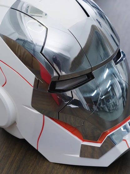 Novo capacete de Homem de Ferro AutoKing 1:1 Mk5 Cosplay Controle de Voz Olhos com Luz Modelo Brinquedos para Adultos Presente de Natal Elétrico Vestível