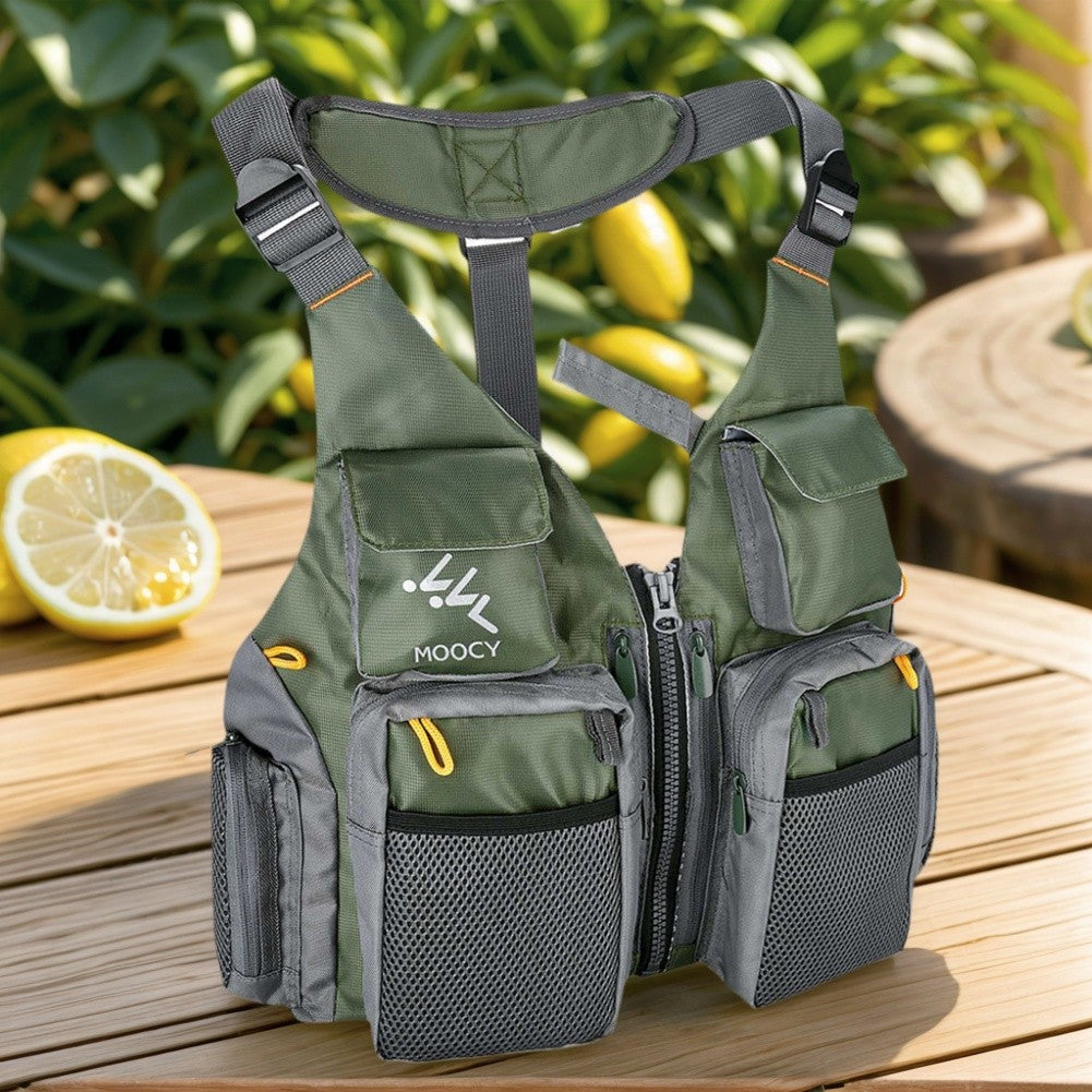 Jaqueta de Pesca Confortável Vários Bolsos Jaqueta de Pesca Versátil Colete de Pesca Marinha Respirável Ajustável para Corrida Viagem Caminhada