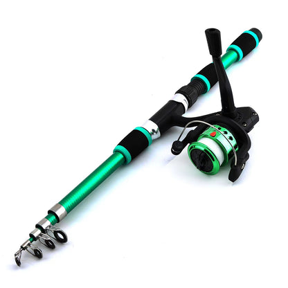 Kit Completo de Vara de Pesca com Vara Telescópica e Molinete Iscas Anzóis Kit de Pesca para Viagem