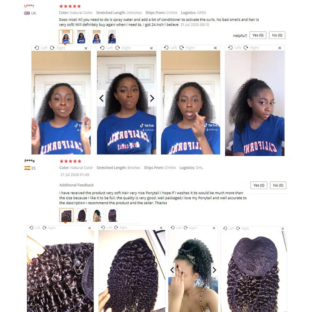 Extensões de Cabelo Afro Crespo Cacheado Rabo de Cavalo com Cordão Clip-in Extensões de Cabelo Humano Rabo de Cavalo Peças de Cabelo Crespo Cacheado Mongol