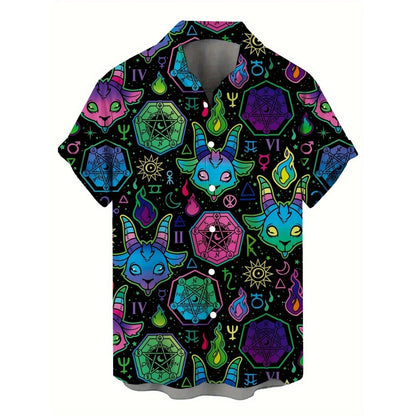 Skull 3D Printed Men's Hawaiian Shirt Street Gothic Style Trendy Vintage Lapel Tops Summer Y2K Casual Short Sleeve Beach Shirt