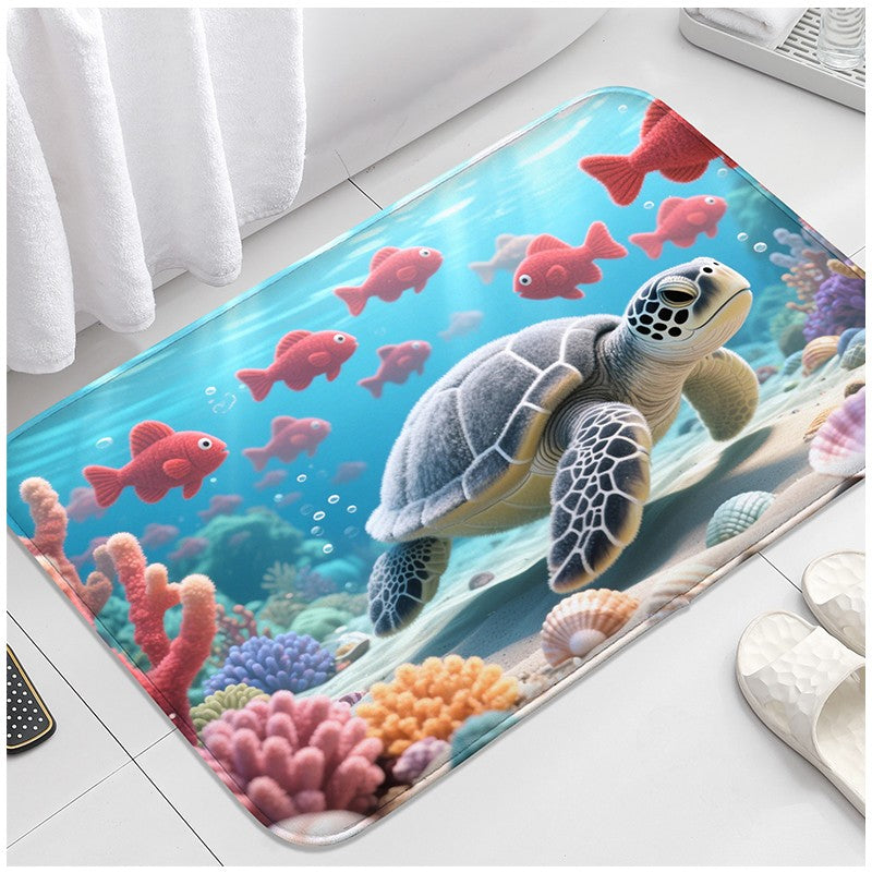 Pink jellyfish pattern bathroom floor mat, water absorbing small carpet, toilet seat mat, decorative mat, machine washable