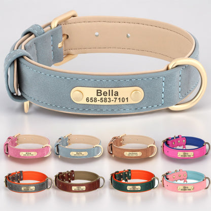 Coleira de Cachorro Personalizada com Gravação Grátis em Couro PU para Cães Pequenos, Médios e Grandes