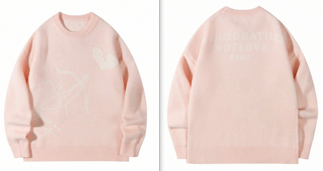 Men's Knitted Sweater Angel Love Heart Design Faionable Urban Sle Winter Season Long Sve round Ne Pullover New Arrival