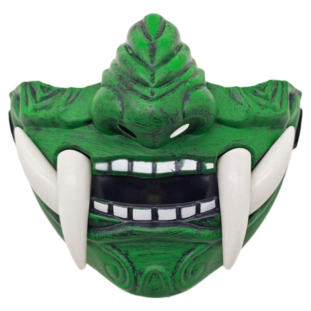 Realistic 3D Japanese Samurai Mask Fierce Teeth Lightweight Halloween Cosplay Masks Breathable Fang Mask Clothing Accessories