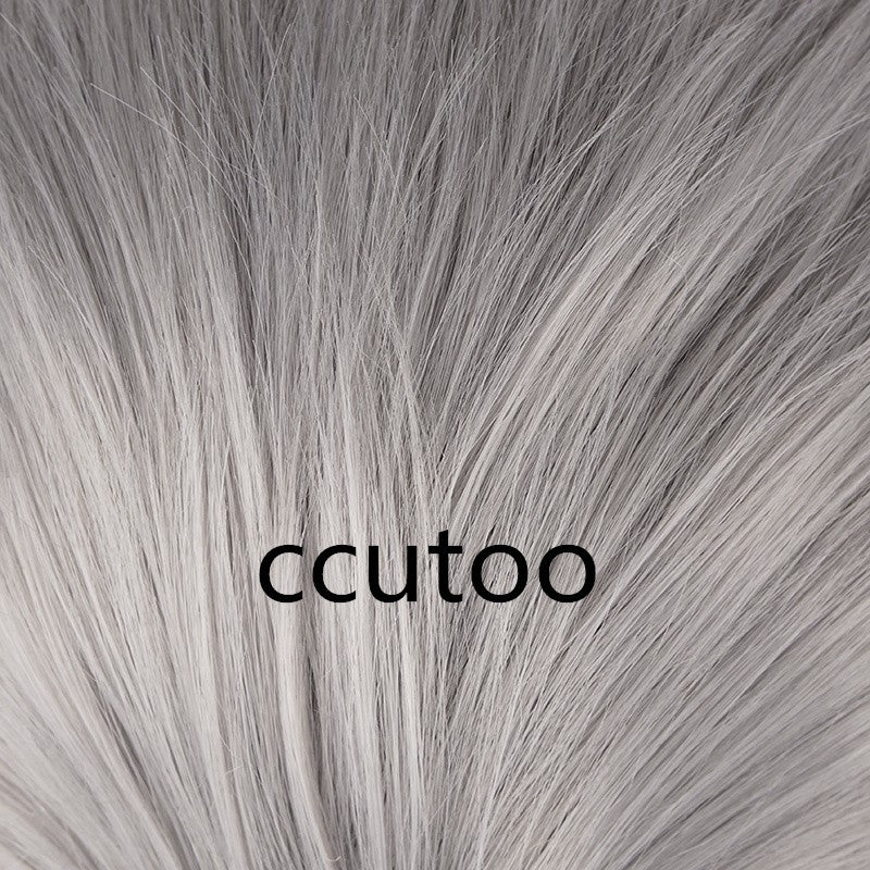 Men's Synthetic Vergil Cosplay Wig Short Silver Grey Slicked-back Hair Heat Resistant Hair Wig + Wig Cap
