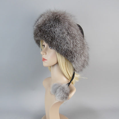 Nova Touca de Luxo de Inverno 100% Pelo de Raposa Natural Toucas de Pelo de Raposa Real de Qualidade para Mulheres Toucas de Pelo de Raposa Genuíno para Meninas