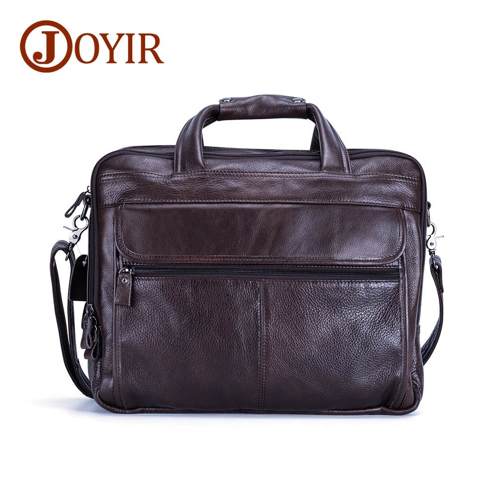 JOYIR Men Briefcases Genuine Leather Handbag 15.6"Laptop Messenger Shoulder Bag for Documents Men's Bag Business Totes 2022