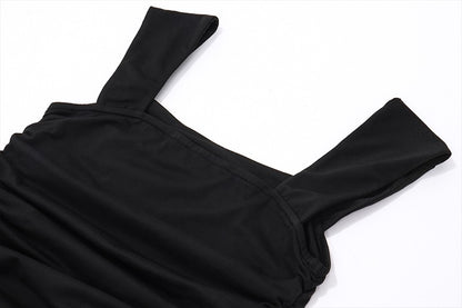 WhereMery Elegant Slip Long Dresses Sexy Women Ruched Bodycon Solid Maxi Dress S