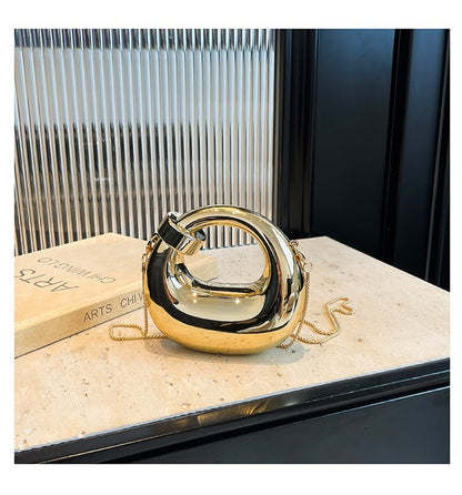 Fashion Crescent Mini Acrylic Chain Evening Bag for Women, Shoulder and Crossbody Bag