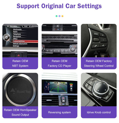 Tela de toque multimídia 1920*720 para BMW Série 1/2/3/4 F20/F21/F22/F30/F31/F33/F34/F36, sistema Android Auto NBT com Carplay sem fio