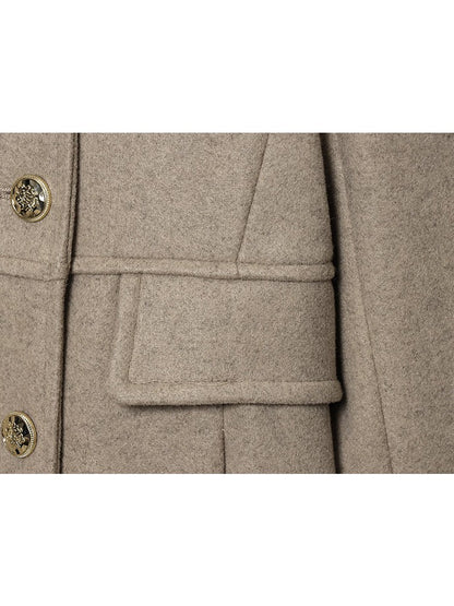 TFMLN 2025 Autumn Winter Women New Lapel Woolen Jacket Fashion Slim Fit Long Sleeved Double Breasted Ladies Casual Overcoat