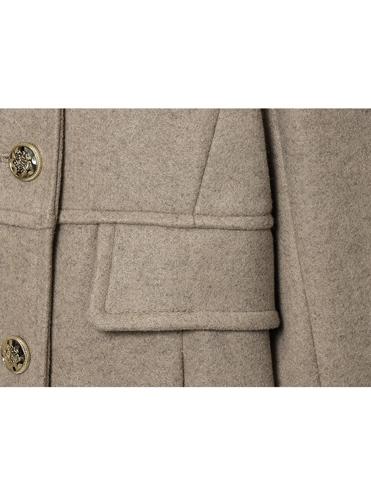 TFMLN 2025 Autumn Winter Women New Lapel Woolen Jacket Fashion Slim Fit Long Sleeved Double Breasted Ladies Casual Overcoat