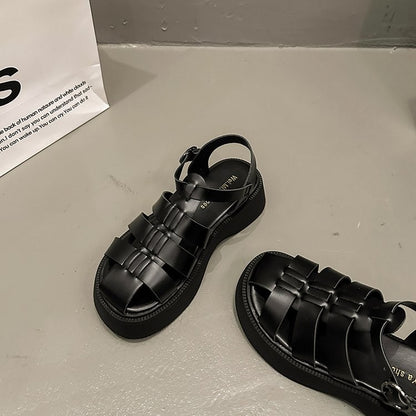 Summer Women's Sandals British Style Platform Women Casual Shoes Fashion Brand Beach Shoes 2024 High Quality Women Roman Sandals