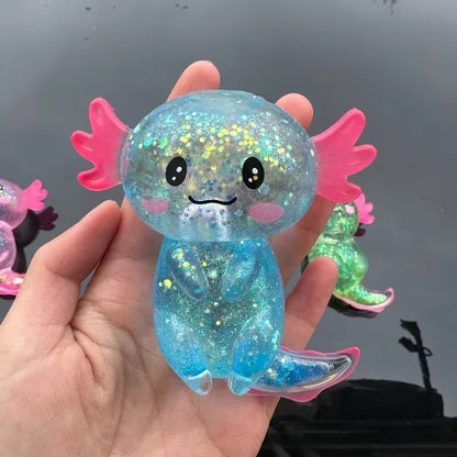 Glitter Salamander Maltose Fidgets Toys Squishy Malt Sugar Stretchy Axolotl Fun Squeeze Birthday Supplies Anti-Anxiety Gifts