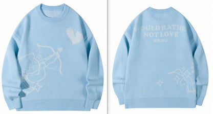 Men's Knitted Sweater Angel Love Heart Design Faionable Urban Sle Winter Season Long Sve round Ne Pullover New Arrival