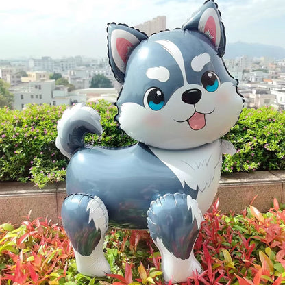 Dog Aluminum Film Balloon Husky Corgi Big Ear Dog Cartoon Shaped Balloon Children's Birthday Decoration Shower Decoration