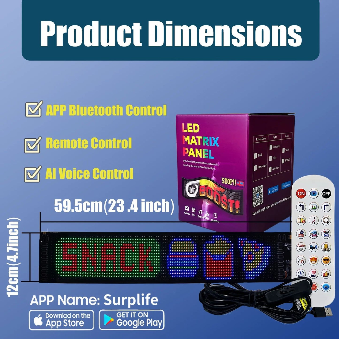 Motorcycle Screen Devil's Eye AI Voice Control LED Display USB Pixel Panel Lights APP Programmable Flexible RGB Matrix Screen