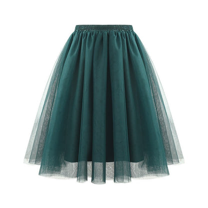 New Women's Tulle Skirt 50s Rockabilly Petticoat Tutu Underskirt Retro Ballet Dance Skirt 3-Layer Tulle Ballet Carnival Costume