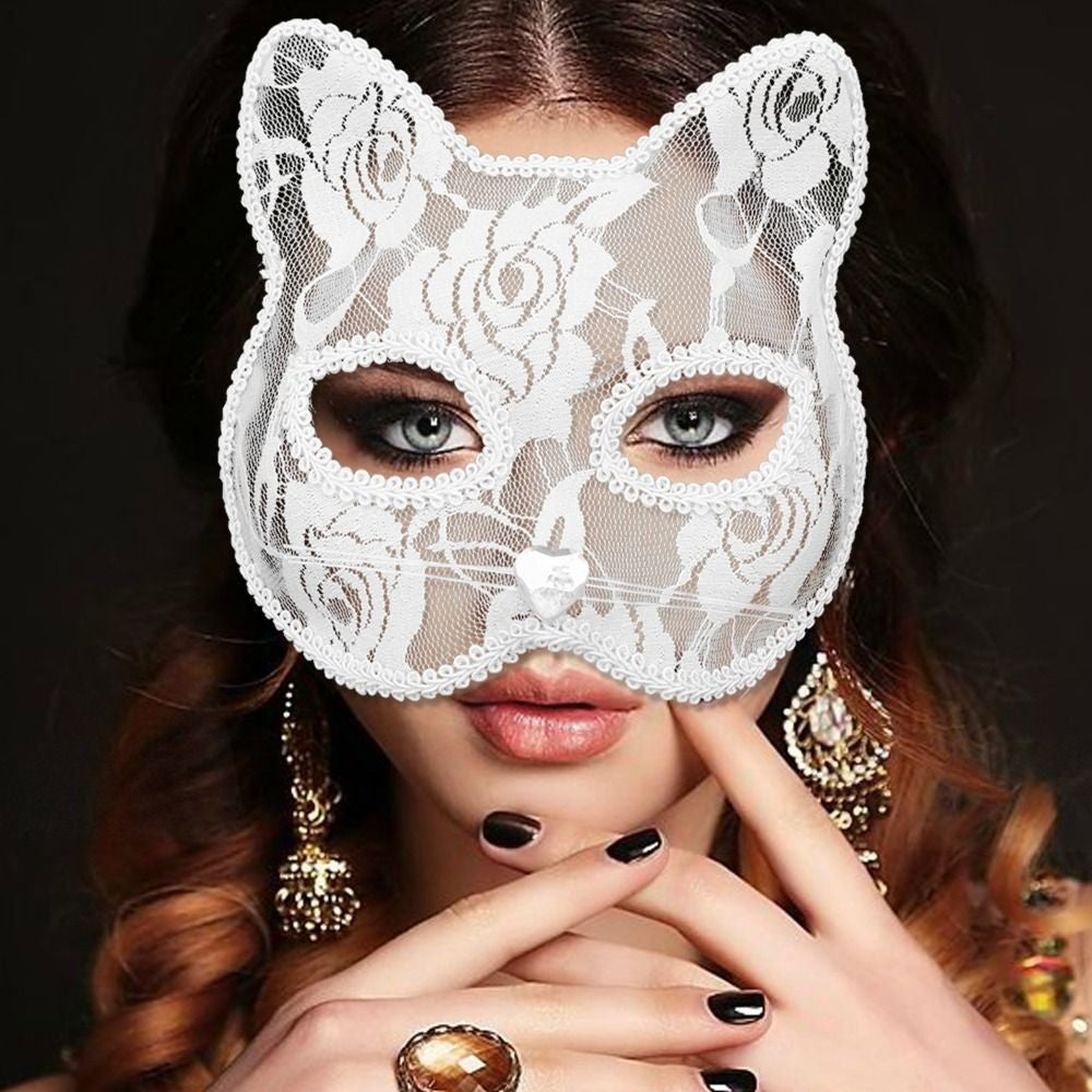 Cat Face Masquerade Mask Black White Lace Costume Accessories Costume Party Accessories Fun Prop Women Lace Mask Cosplay Event
