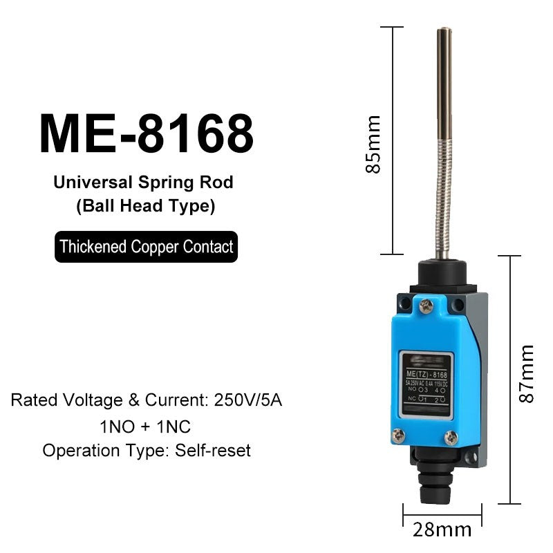 ME-8108 ME-8104 ME-8107 ME-8111 ME-8112 ME-8166-8169 Limit Switch Rotary Adjustable Roller Lever Arm Travel Switch AC250V NO NC
