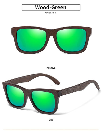 Óculos De Sol GM De Madeira De Bambu Natural Feitos À Mão Polarizados Lentes Com Revestimento Espelhado Com Caixa De Presente