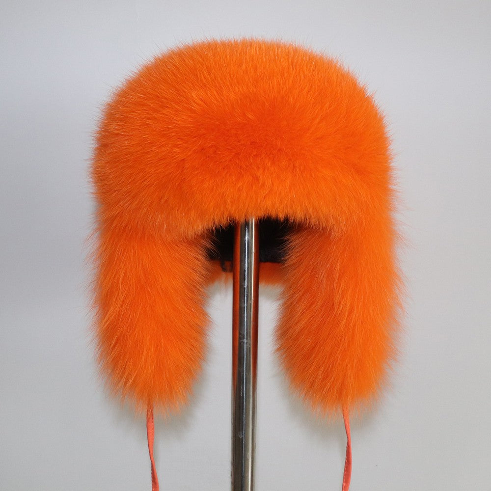 2025 Novo Chapéu Feminino Ushanka Russo de Pele de Raposa Natural Inverno Grosso Quente Orelhas Moda Chapéu Bomber Senhora Gorro Genuíno de Pele de Raposa Real