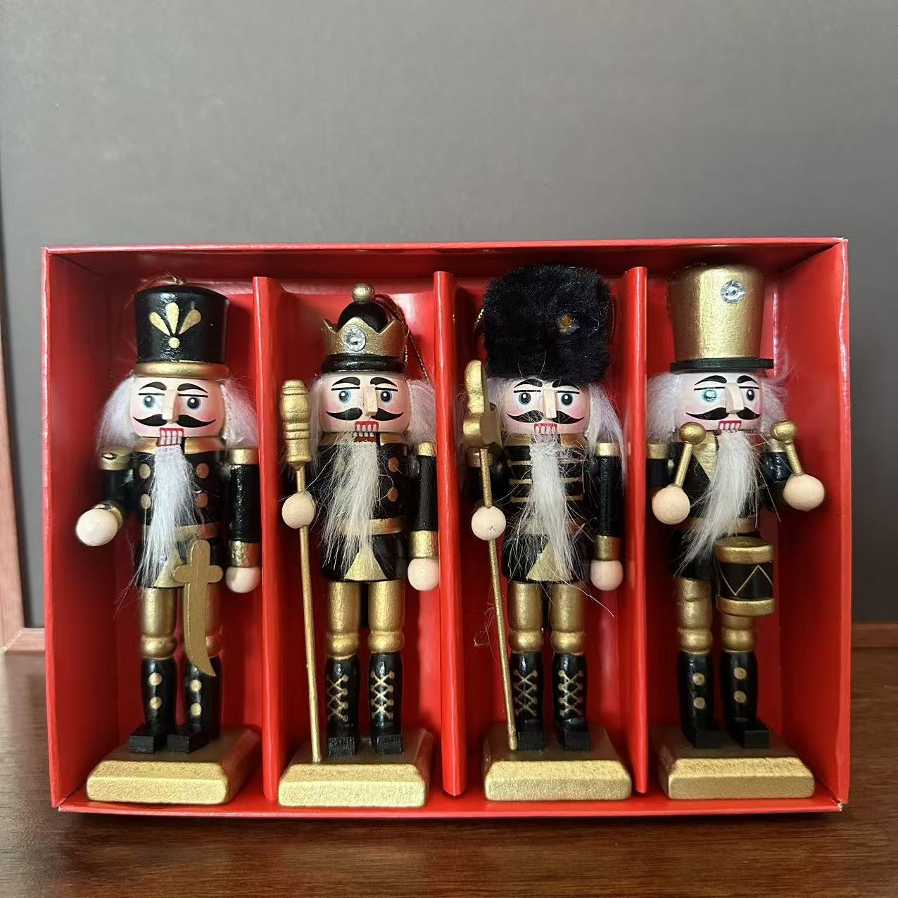 3/4/5PCS Walnut Soldier Christmas Ornaments Pink Red Gold Walnut Soldier Christmas Tree Decorations Xmas Gifts