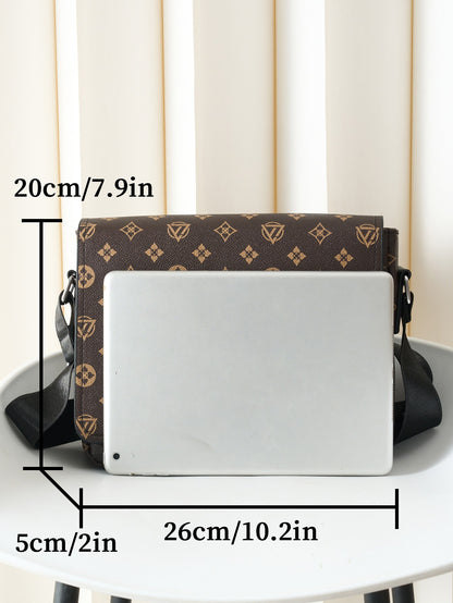 Men's Casual Crossbody Bag - Easy Flap Design, Business Commuter Lightweight Messenger Bag, Travel Large Capacity Shoulder Bag