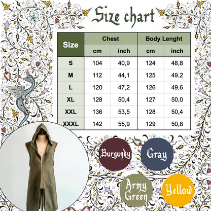 Medieval Mens Surcoat, Linen Hooded Tunic, Renfaire Cape, LARP Ranger Cosplay