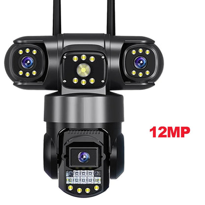 10K 20MP  WIFI IP Camera Outdoor 4 Lens 4 Screens 16X Zoom CCTV Wireless Video Surveillance Cameras 6K 12MP Security Protection