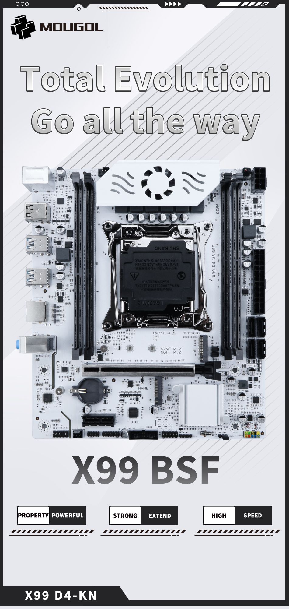 MOUGOL X99 Motherboard Kit C612 Chip with E5 2680 V4 CPU & DDR4 16G (2*8G) 2133MHz Memory NVME PCIE3.0 SATA3.0 for Desktop Host