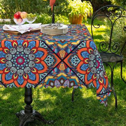 Bohemian Mandala Tablecloth Rectangular Table Decor Polyester Washable Durable Table Cover for Dining Office Kitchen Picnic