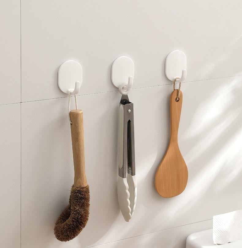 Hot Sale 4Pcs Self Adhesive Clothes Hook Wall Door Hook Bathroom White Towel Hanger Kitchen Wall Hanger Bathroom Accessories