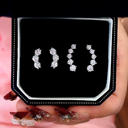 Real D Color Moissanite Diamond Earrings GRA Certified 925 Sterling Silver Sparkling Smile Stud Earrings for Women Jewelry Gift