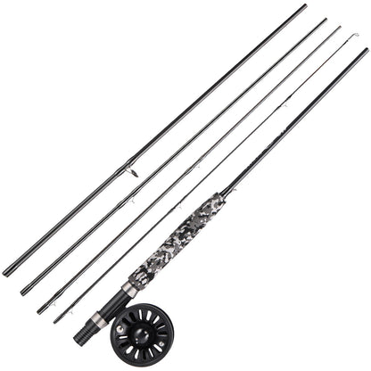 Sougayilang 5# Fly Fishing Rod Combo Super Light Portable Carbon Fiber Trout Rod Starter Package Fly Fishing Kit Fishing Tackle