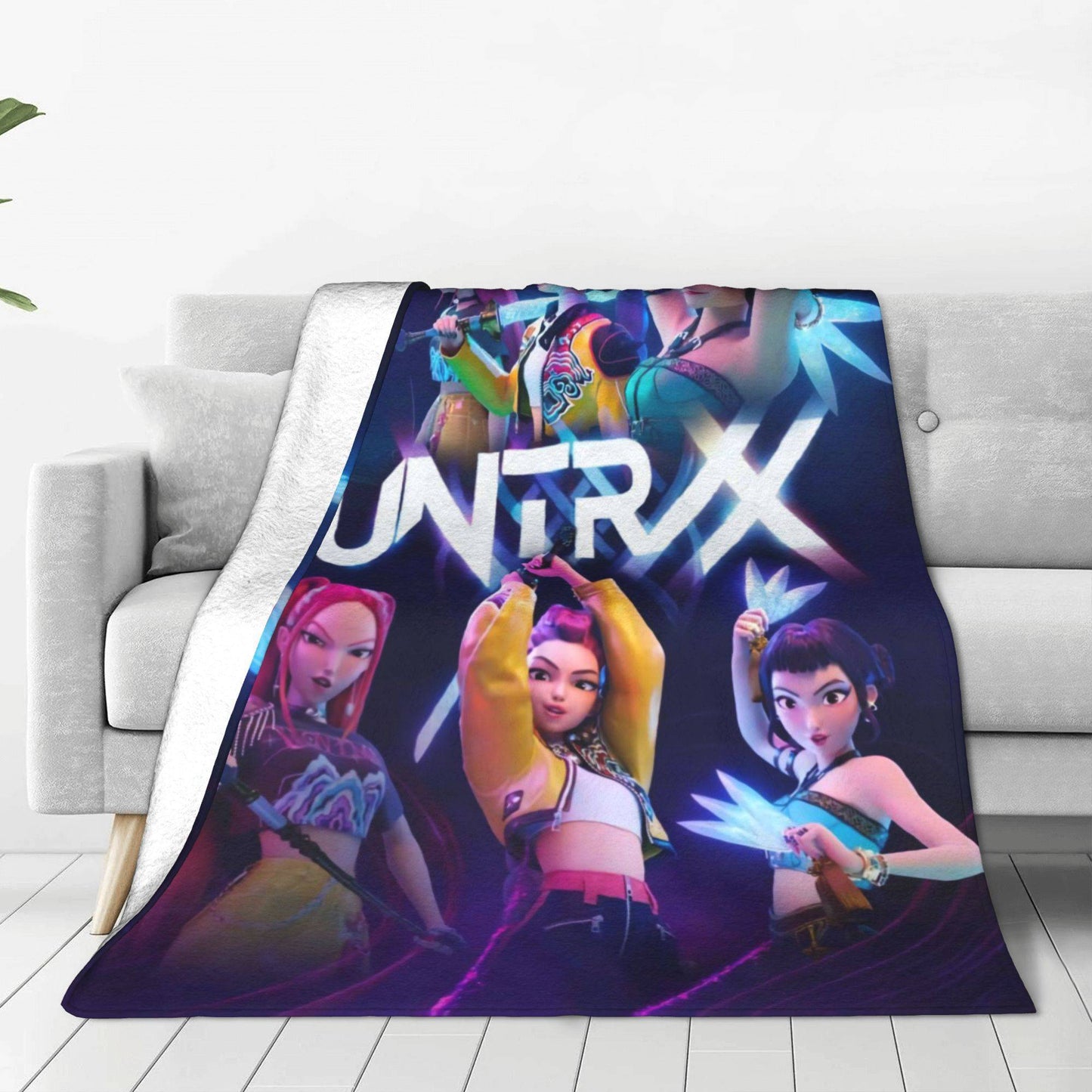 kpop Demon Hunters Huntrix Golden Blanket  Warm Graphic Plush Throw Blanket For Girls Boys Living Room Flannel Bedspread Cover