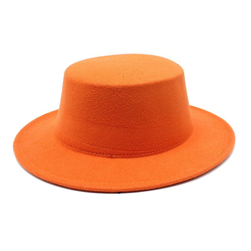Autumn Winter Kids Felted Fedoras Hats for Boys Girls Solid Imitation Woolen Flat top Jazz Caps Childs Formal Dress Hats