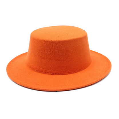 Autumn Winter Kids Felted Fedoras Hats for Boys Girls Solid Imitation Woolen Flat top Jazz Caps Childs Formal Dress Hats