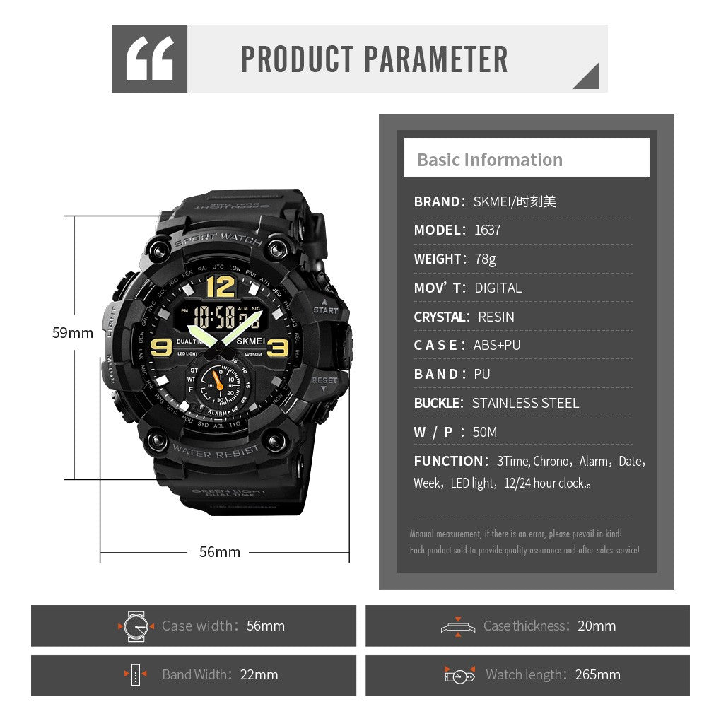 SKMEI 1637 Military Digital Watch for Men Camouflage Waterproof Wristwatch Mens Shockproof Sport Quartz Clock 1384 Montre Homme