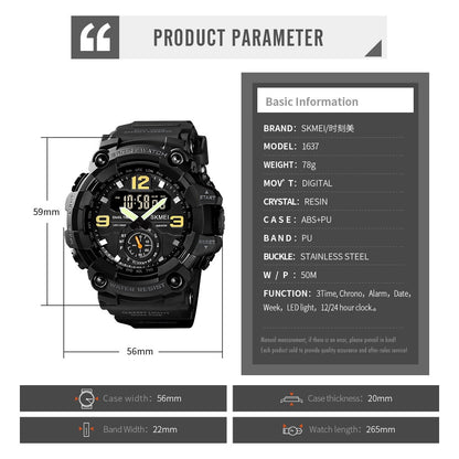 SKMEI 1637 Military Digital Watch for Men Camouflage Waterproof Wristwatch Mens Shockproof Sport Quartz Clock 1384 Montre Homme