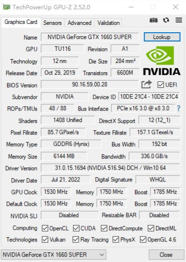 MLLSE Placa de Vídeo para Jogos GTX 1660 Super 6GB Placa De Video GDDR6 192 Bit PCI-E 3.0×16 8Pin gtx 1660super 6gb Placa de Vídeo para Jogos
