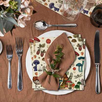 20/40 pcs Mushroom and Snail - Themed Disposable Napkins - 2 - Ply Paper, Suitable for Weddings, Birthdays and Celebrations